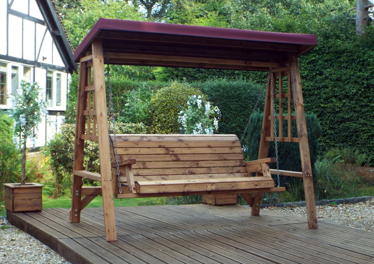 HB134B - Dorset Three Seater Swing Burgundy - Image 3