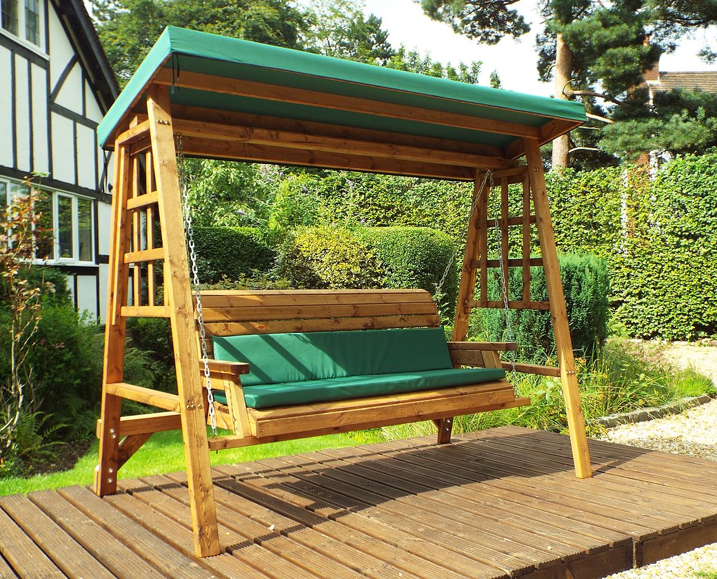 HB134G - Dorset Three Seater Swing Green - Image 4